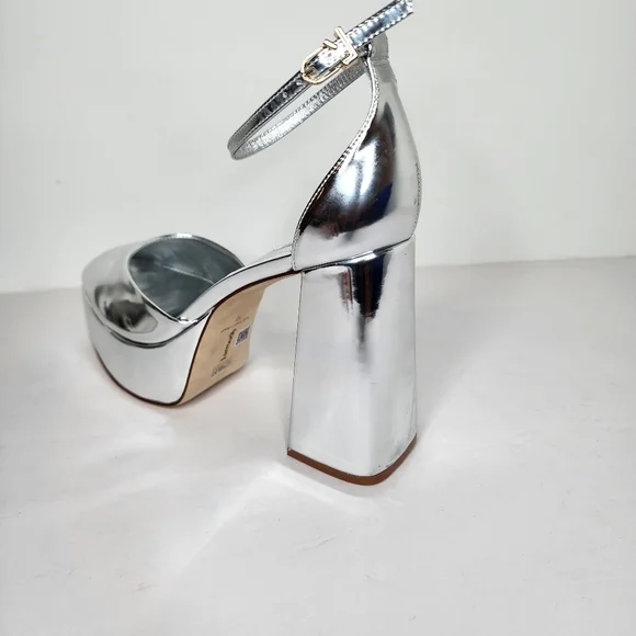 Larroude Ari Metallic Leather Ankle Strap Platform Sandals Size 8 - Picture 6 of 11